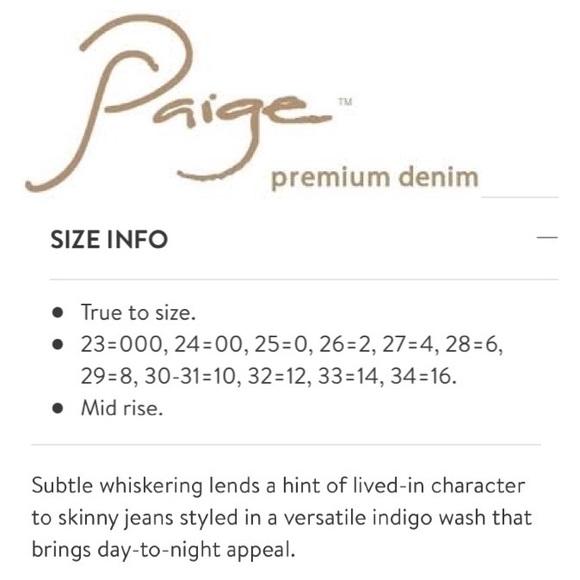 Paige Skyline Skinny Jeans Medium Distressed Dark Wash Size 25 - Picture 16 of 16